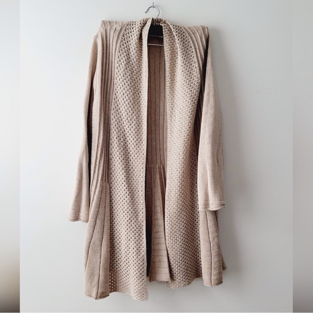 Kim Rogers cream color midi length knitted kimono size 1x